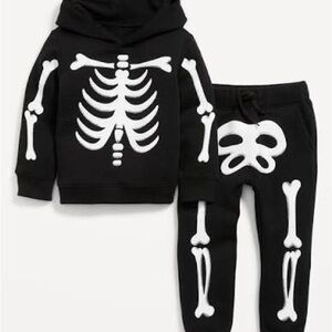 Old Navy Kids Skeleton Hoodie and Pants Set - Black and White